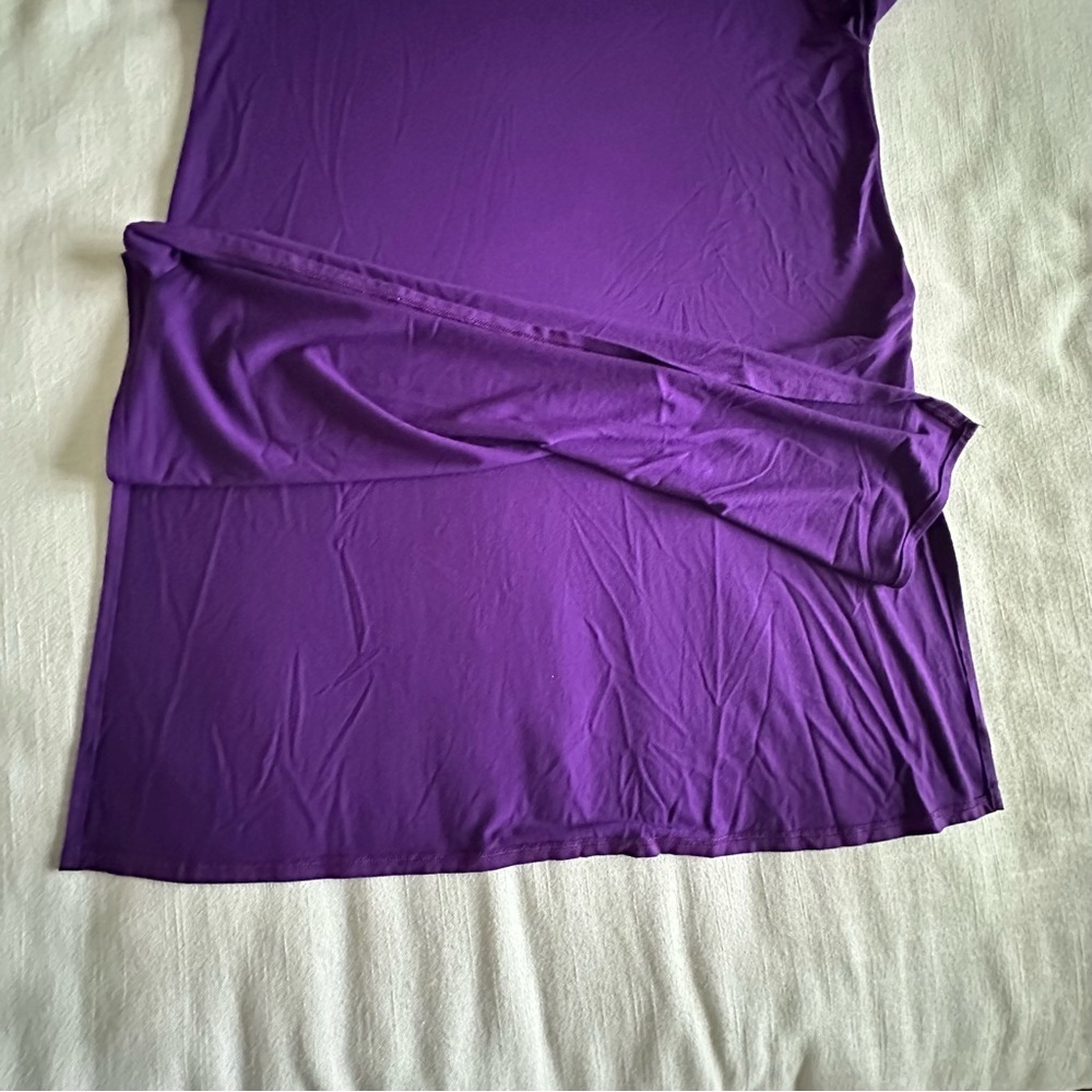 Eileen Fisher Shirt Womens XS Purple Long Sleeve Tunic Stretch Knit Lagenlook - Picture 3 of 9